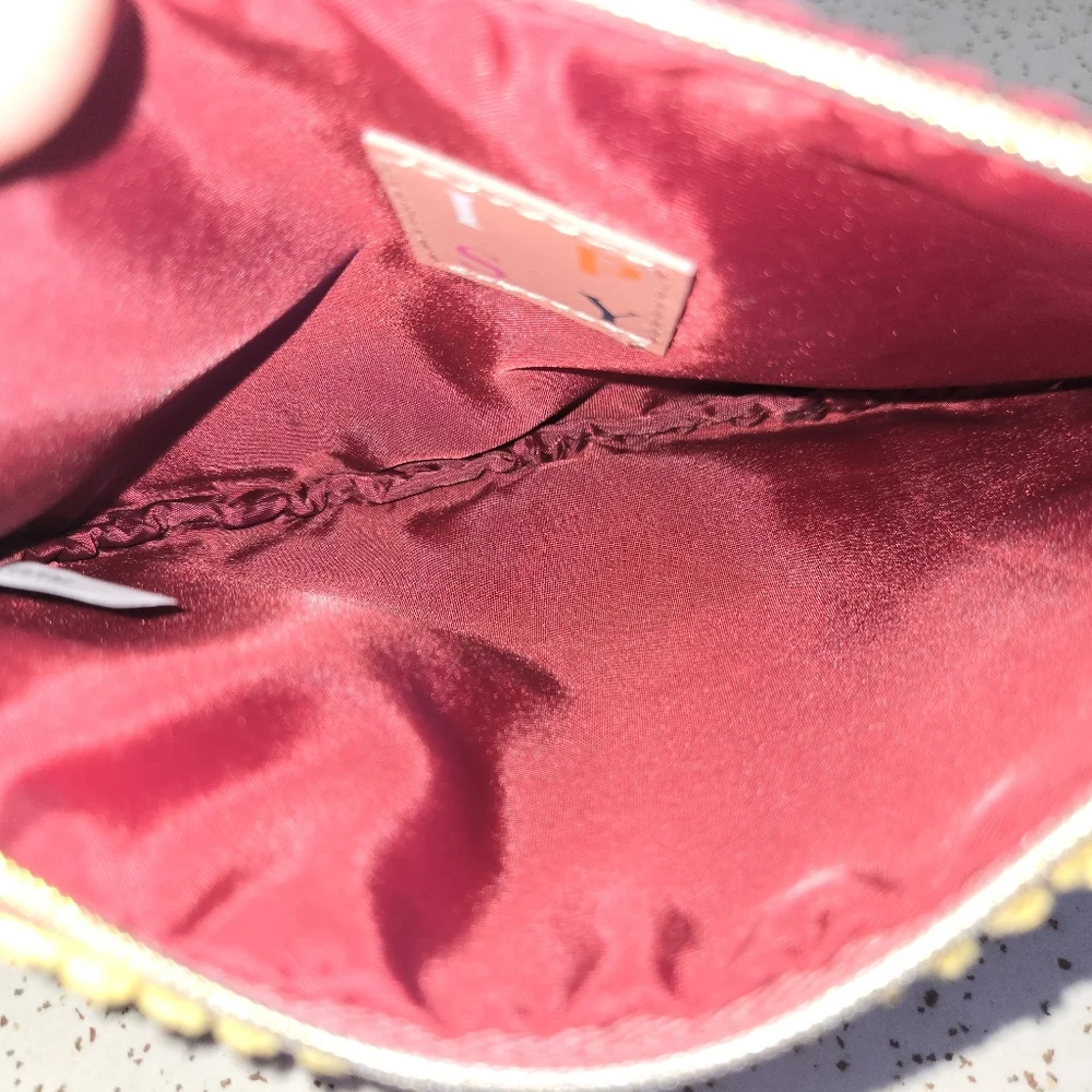 Ipsy Yellow & Burgundy Corduroy Pouch